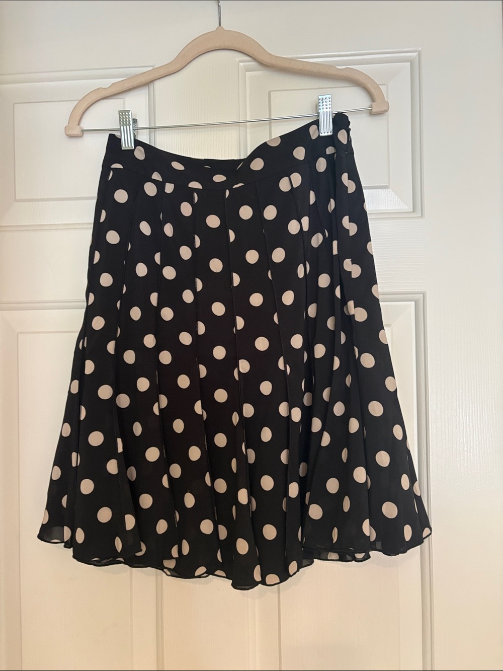 Ann Taylor Black Skirt with Cream Polka Dots